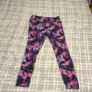 Pink and purple palm tree workout leggings